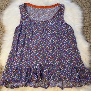 Floral Peplum Tank Top, Purple size Small